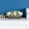 Centerpiece Table Decorations for Dining Room Farmhouse Living Room Table Centerpieces Decor Wood Tray with 3 Artificial Flowers and 2 Eucalyptus for Kitchen Table, 14.1" x 4.7" x 3.1"